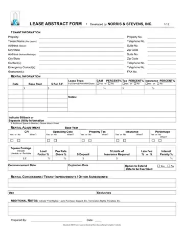 Lease Abstract Form Preview