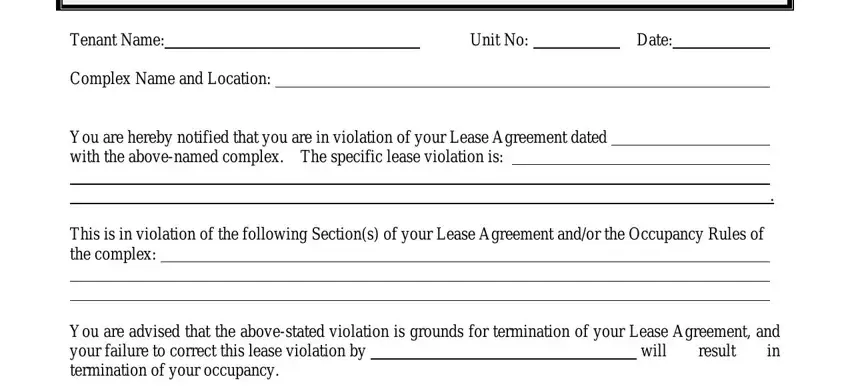 writing lease violation tenant stage 1