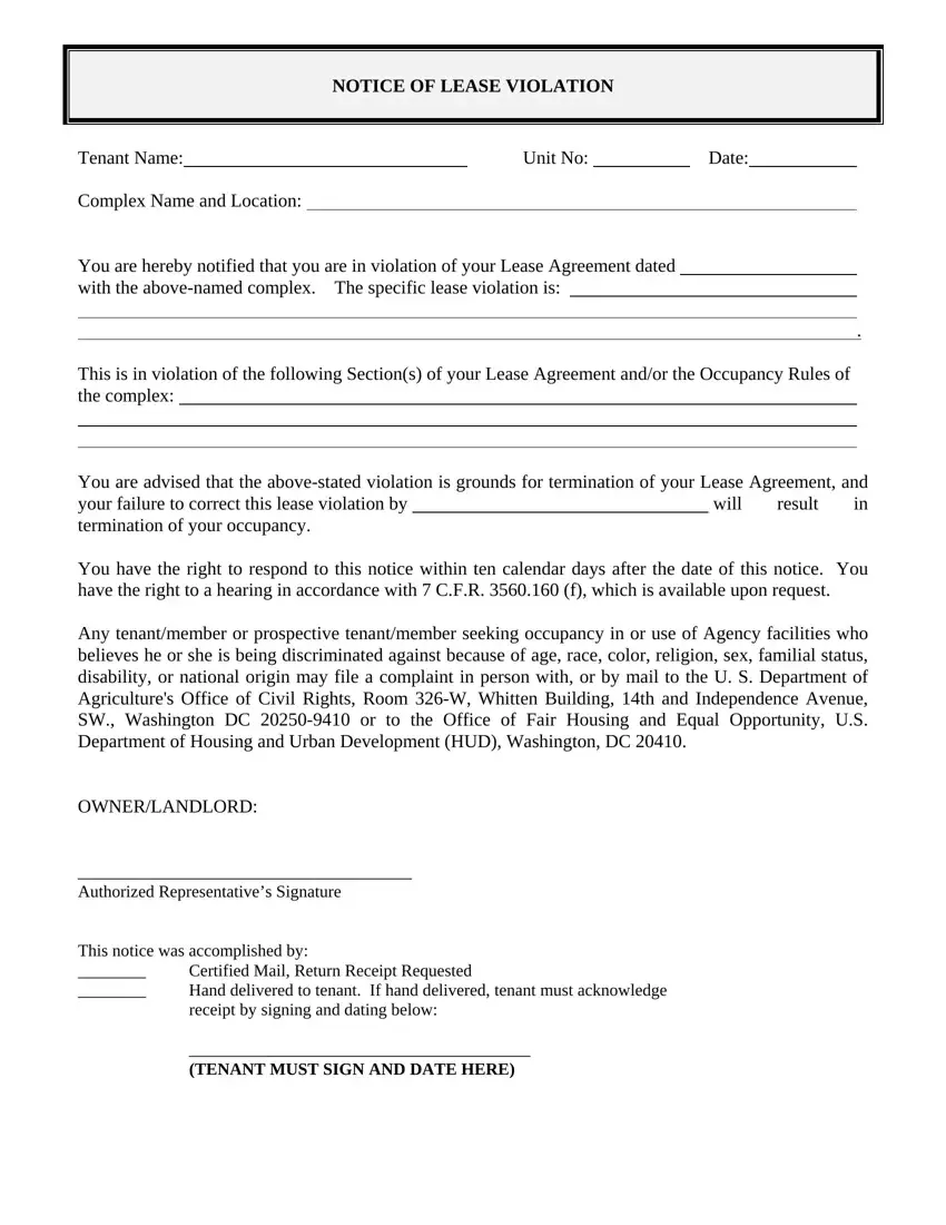 Lease Violation ≡ Fill Out Printable PDF Forms Online