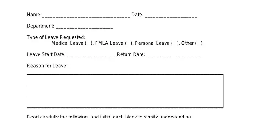 portion of empty spaces in leave of absence form template
