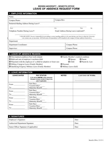 Leave of Absence Request Form Preview