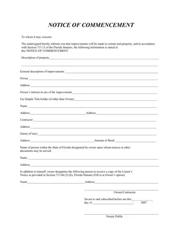 Letter Of Commencement Sample Form Preview