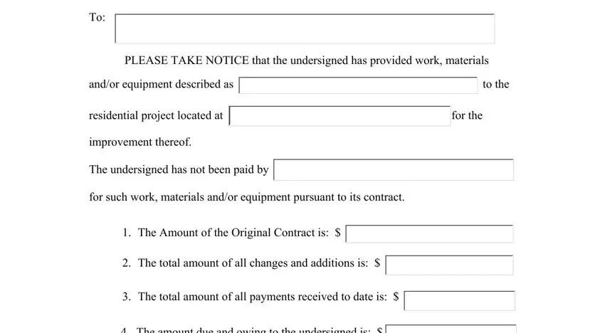 portion of empty spaces in intent to lien letter template texas