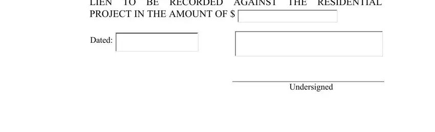 intent to lien letter template texas BE ADVISED THAT SHOULD THE AMOUNT, Dated, and Undersigned fields to fill