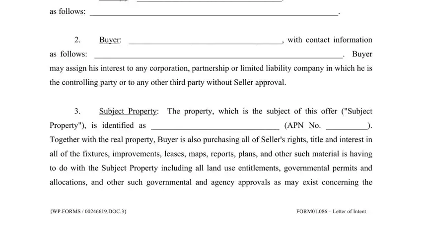 Filling out offer letter to purchase land step 2