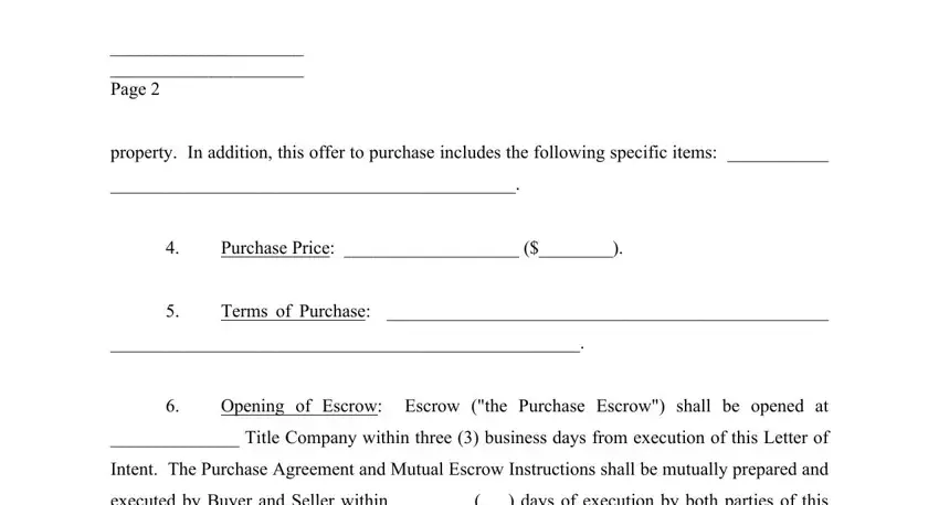 step 3 to completing offer letter to purchase land