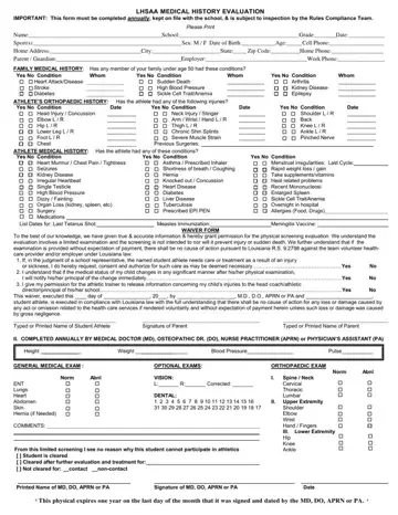 Lhsaa Medical History Evaluation Form Preview