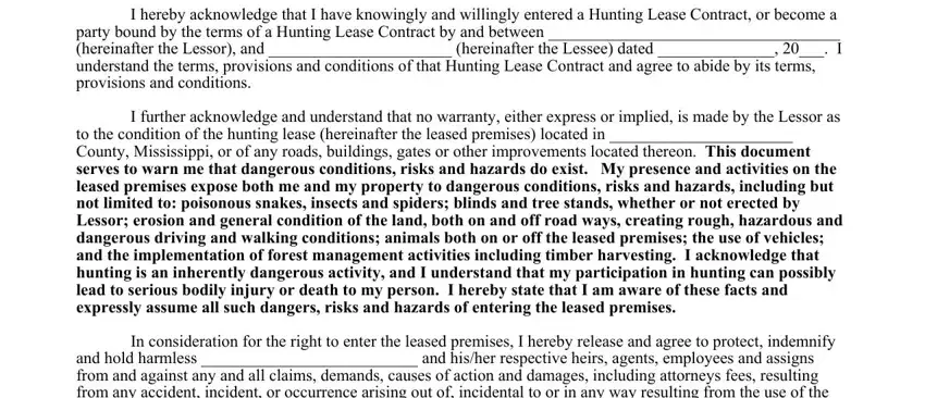 hunting liability release form spaces to fill in
