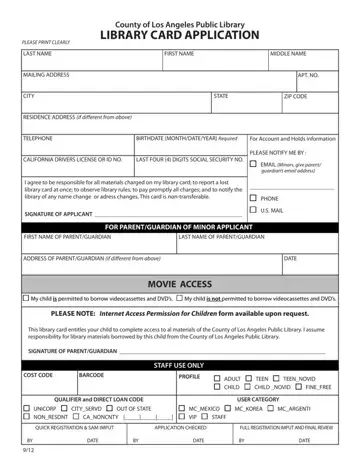 Library Card Application Form Preview