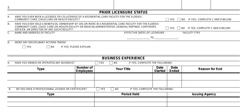 step 2 to entering details in ca lic 215