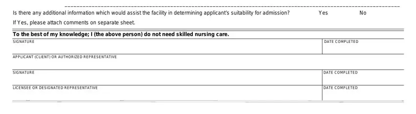 Filling in preplacement appraisal step 5