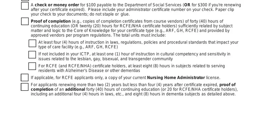 Filling out rcfe administrator renewal step 5