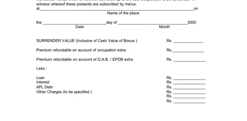 Lic Surrender Form ≡ Fill Out Printable Pdf Forms Online 0854