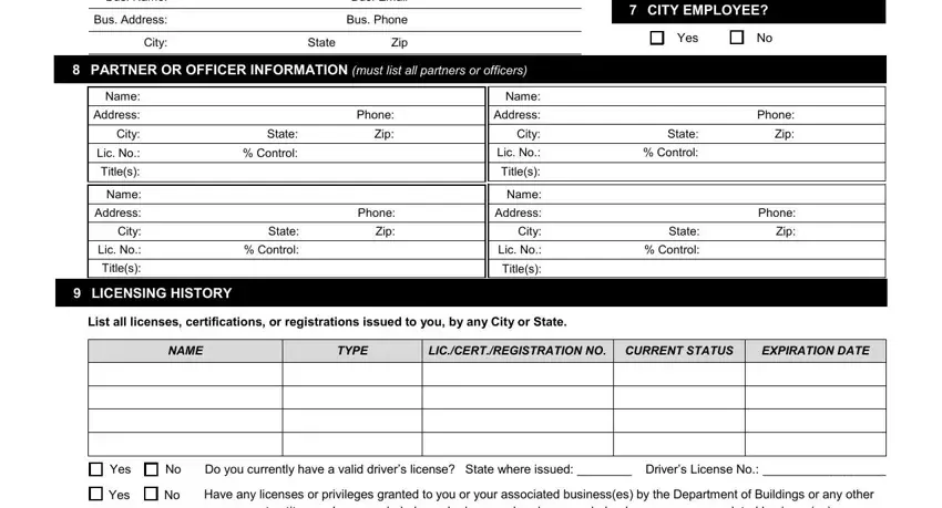 Filling in lic2 license application form part 2