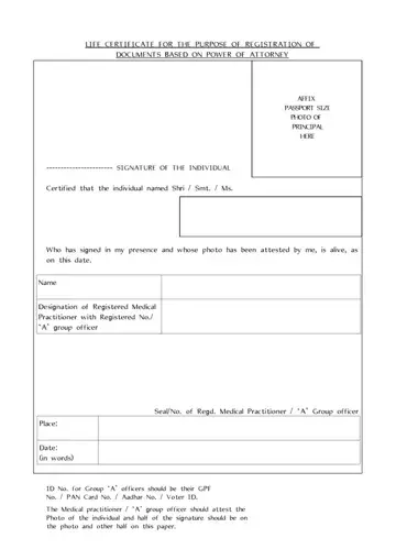 Life Certificate Registration Form Preview