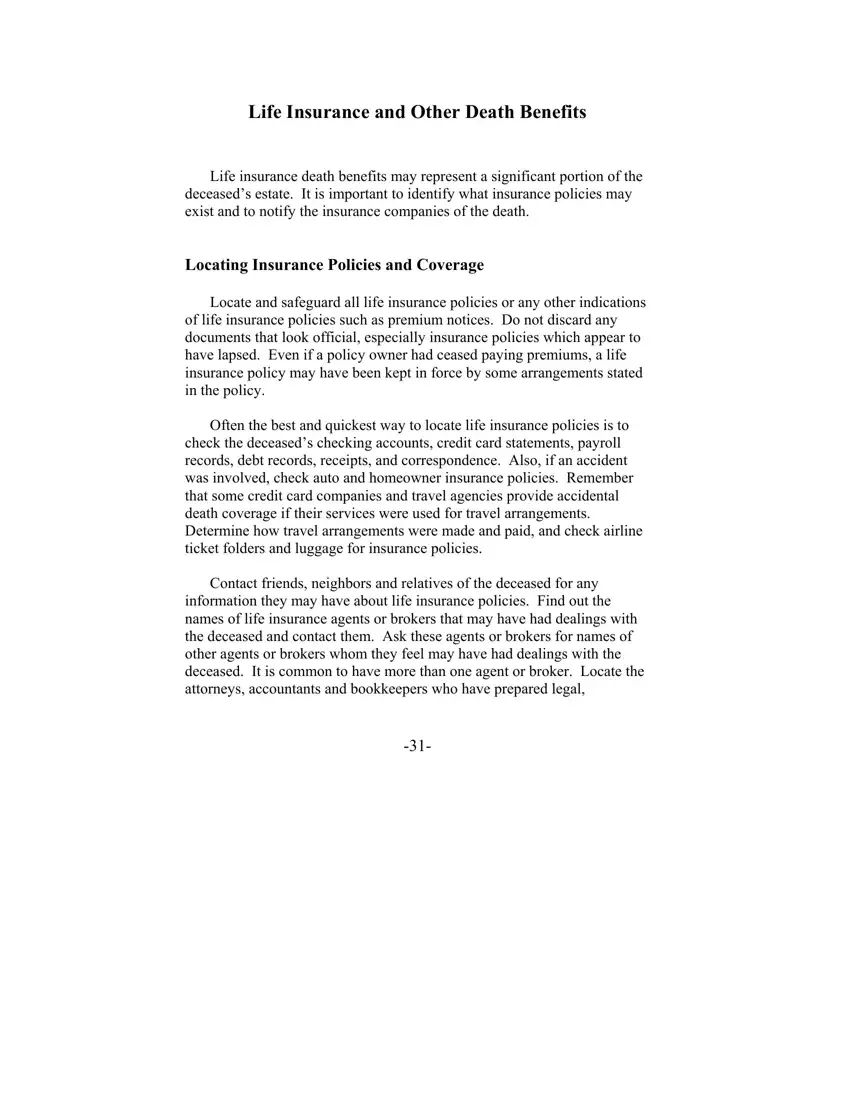 Life Insurance Death Claim first page preview
