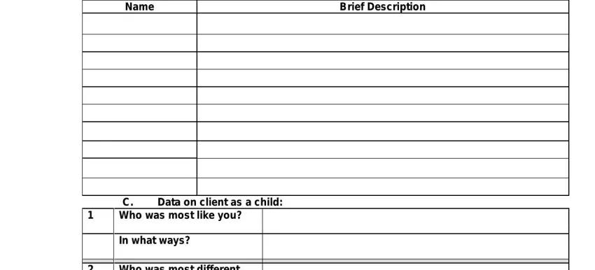 Completing form adlerian step 2