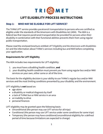 Lift Eligibility Preview