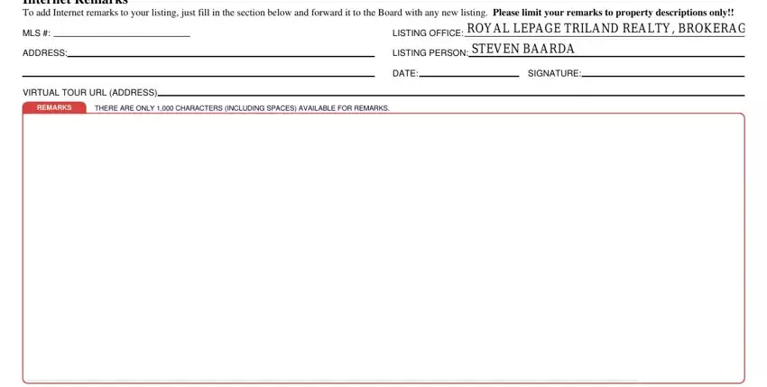 example of fields in listing sheet template