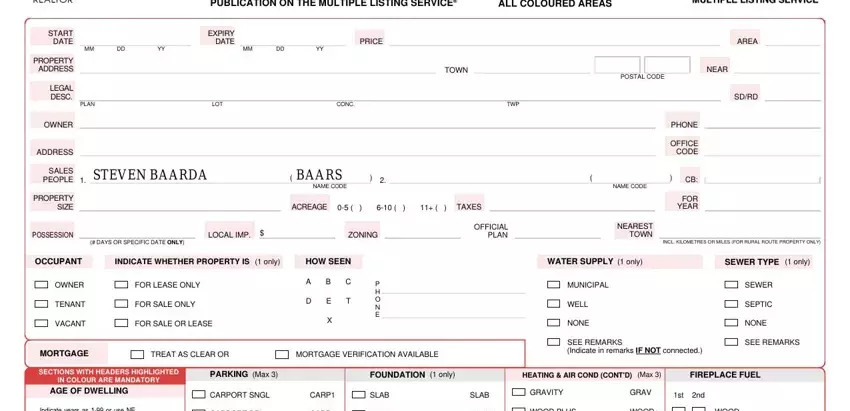 part 3 to entering details in listing sheet template