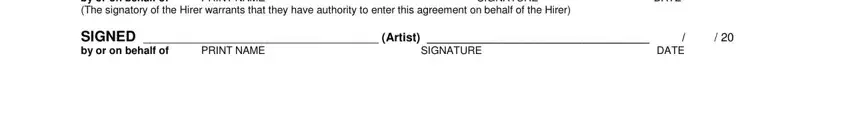step 3 to completing artist performance contract