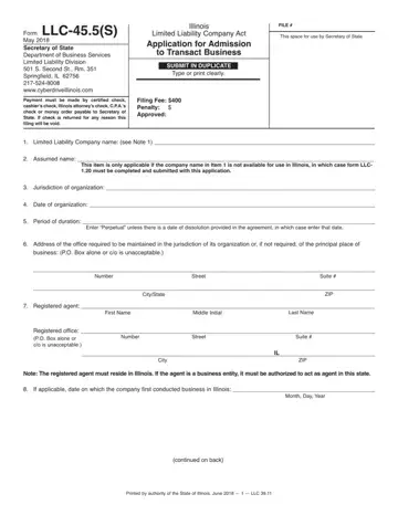 Llc 45 5 S Form Preview
