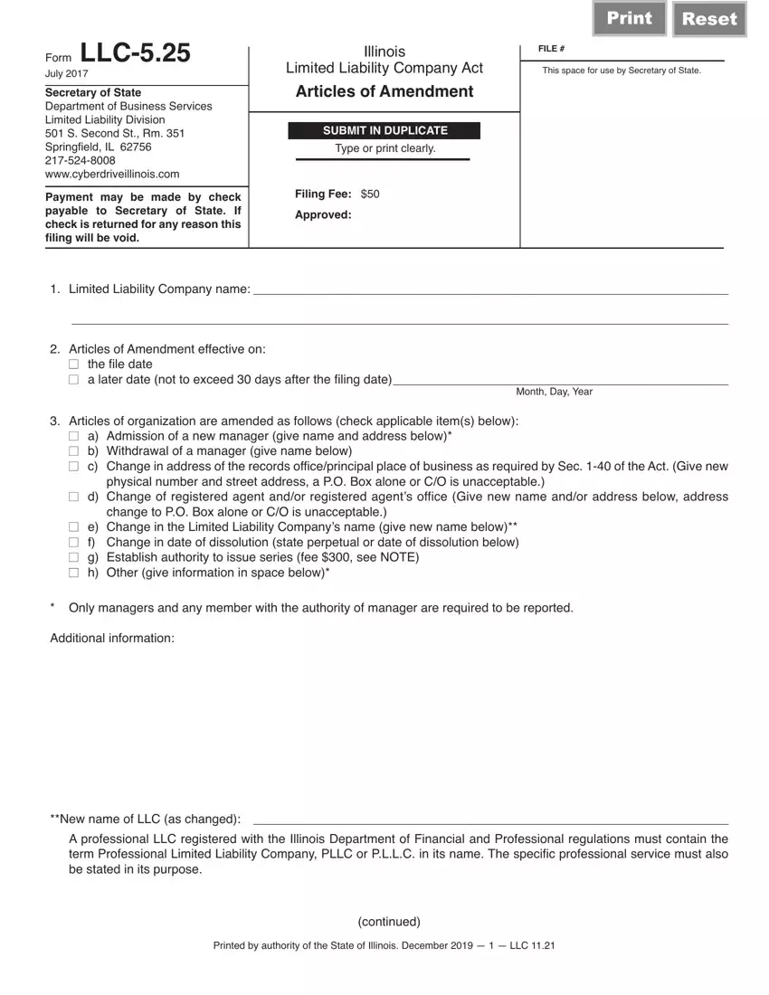 Llc Form 5 25 first page preview