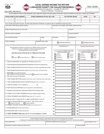 Local Tax Form Lancaster Preview