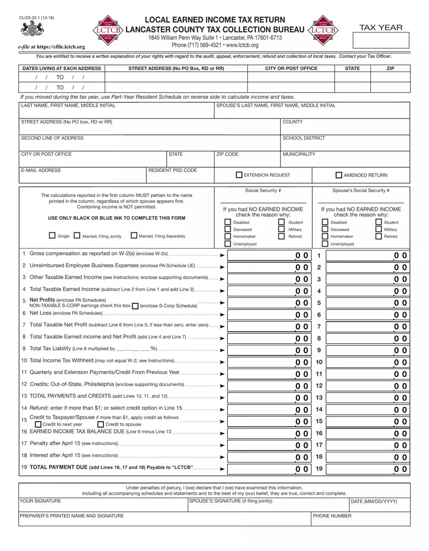 Local Tax Form Lancaster first page preview