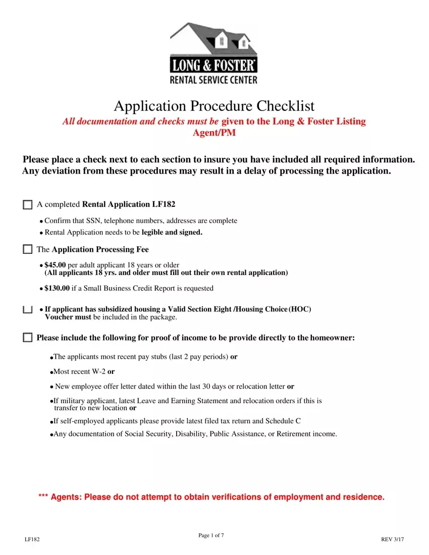 Long And Foster Rental Application first page preview
