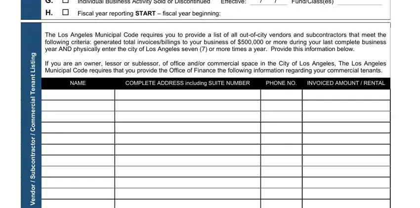 form 1000a los angeles 2017 g n i t s L t n a n e T, a c r e m m o C, r o t c a r t n o c b u S, r o d n e V, E  Rental Property Sold F  Entire, Individual Business Activity Sold, Effective, FundClasses, The Los Angeles Municipal Code, If you are an owner lessor or, NAME, COMPLETE ADDRESS including SUITE, PHONE NO, and INVOICED AMOUNT  RENTAL fields to complete