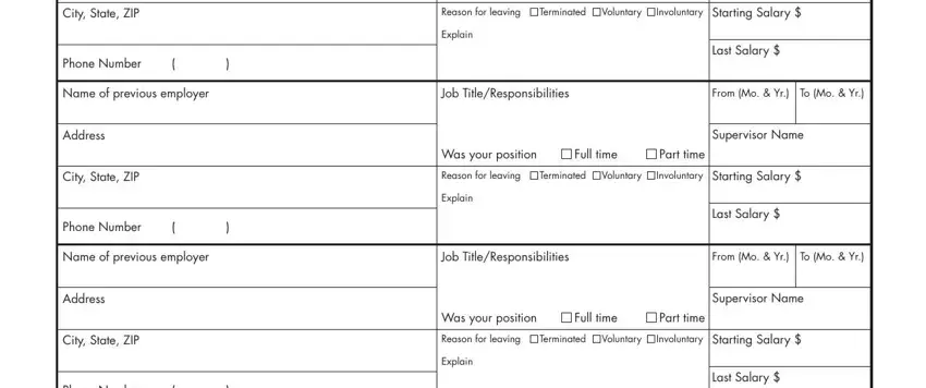 big lots application CityStateZIP, PhoneNumber, Nameofpreviousemployer, Address, CityStateZIP, PhoneNumber, Nameofpreviousemployer, Address, CityStateZIP, PhoneNumber, Wasyourposition, Fulltime, Parttime, Reasonforleaving, and Terminated blanks to complete