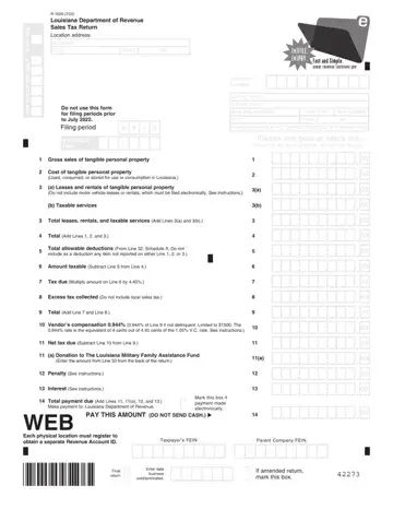 Louisiana 1029 Sales Form Preview