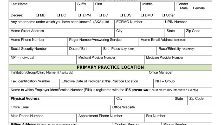 part 1 to filling out Louisiana Credentialing Application