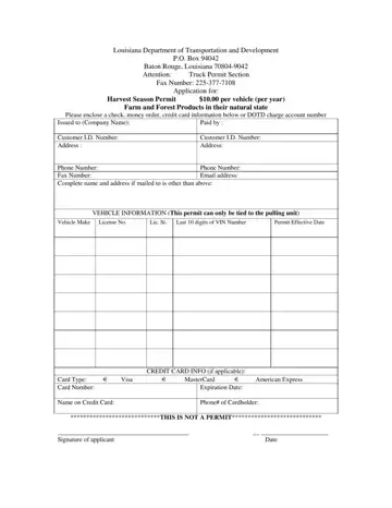 Louisiana Dotd Permit Form Preview
