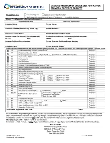 Louisiana Medicaid Freedom of Choice List Form Preview