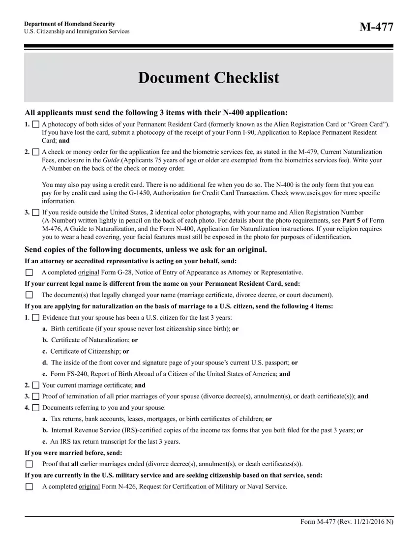 M477 Document Checklist first page preview