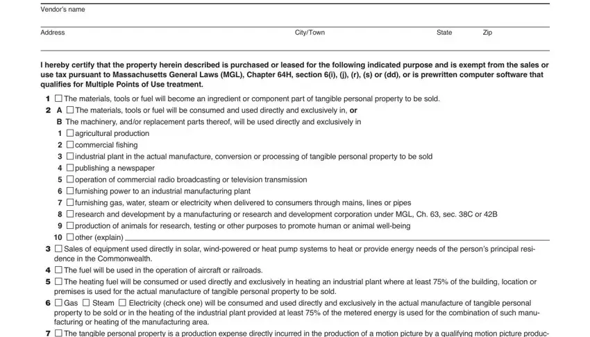 portion of blanks in exempt form ma