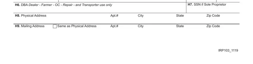 Filling out massachusetts irp application stage 4