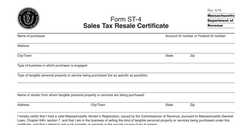 completing mass resale certificate stage 1