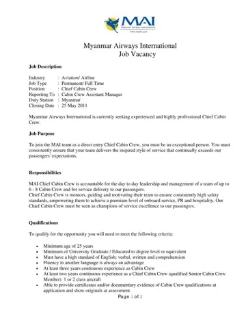 Mai Airline Job Vacancy Form Preview