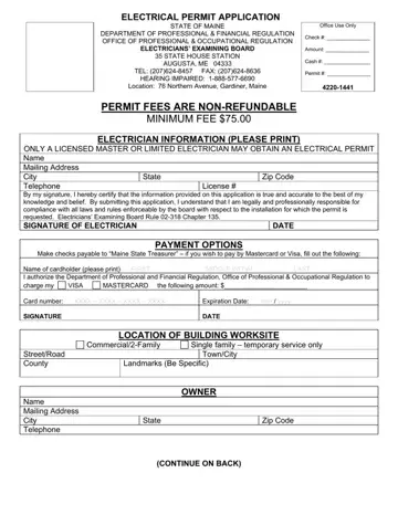 Maine Electrical Permit Form Preview