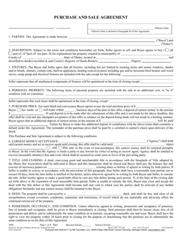 Maine Sale Agreement Form Preview