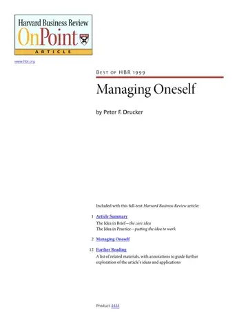 Managing Oneself Form Preview