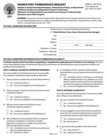 Mandatory Forbearance Request Form Preview