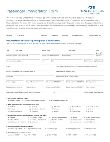 Mandatory Imigration Form Preview