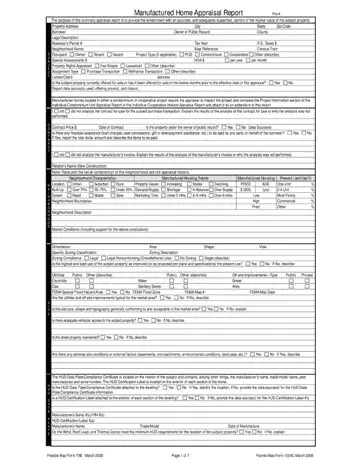 Manufactured Home Appraisal Form Preview