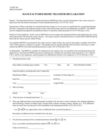 Manufactured Home Transfer Form Preview