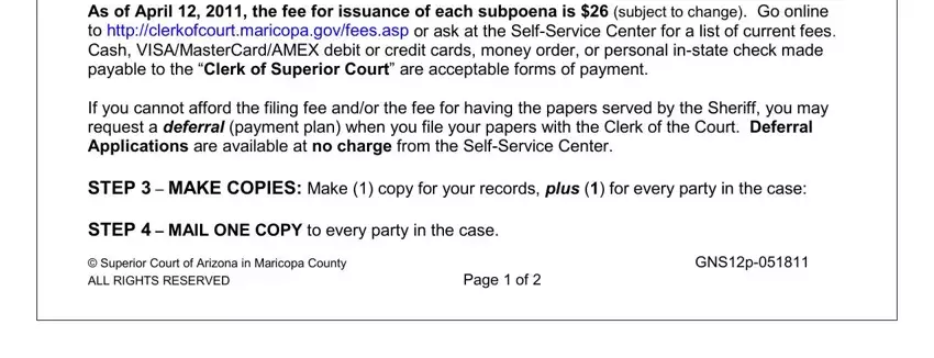 arizona superior court subpoena form Pageof fields to fill out