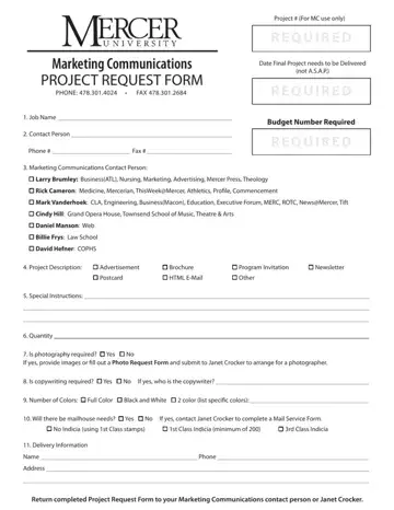 Marketing Request Form Preview
